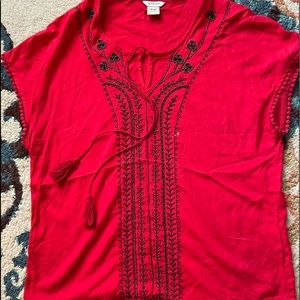 Red Embroidered top